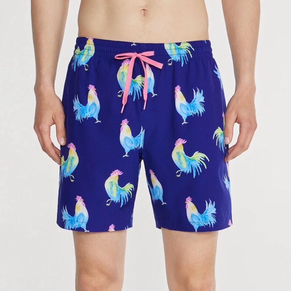 Chubbies Classic 7” Blue Rooster Print Swim Trunks - 2XL
